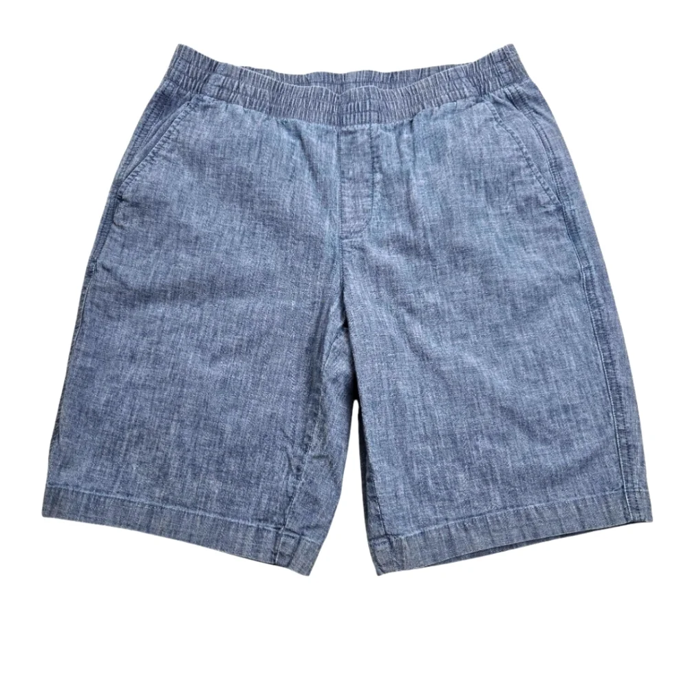 Lands End Mid-Rise Elastic‎ Waist Pull-On Cotton Shorts Pockets Size Small